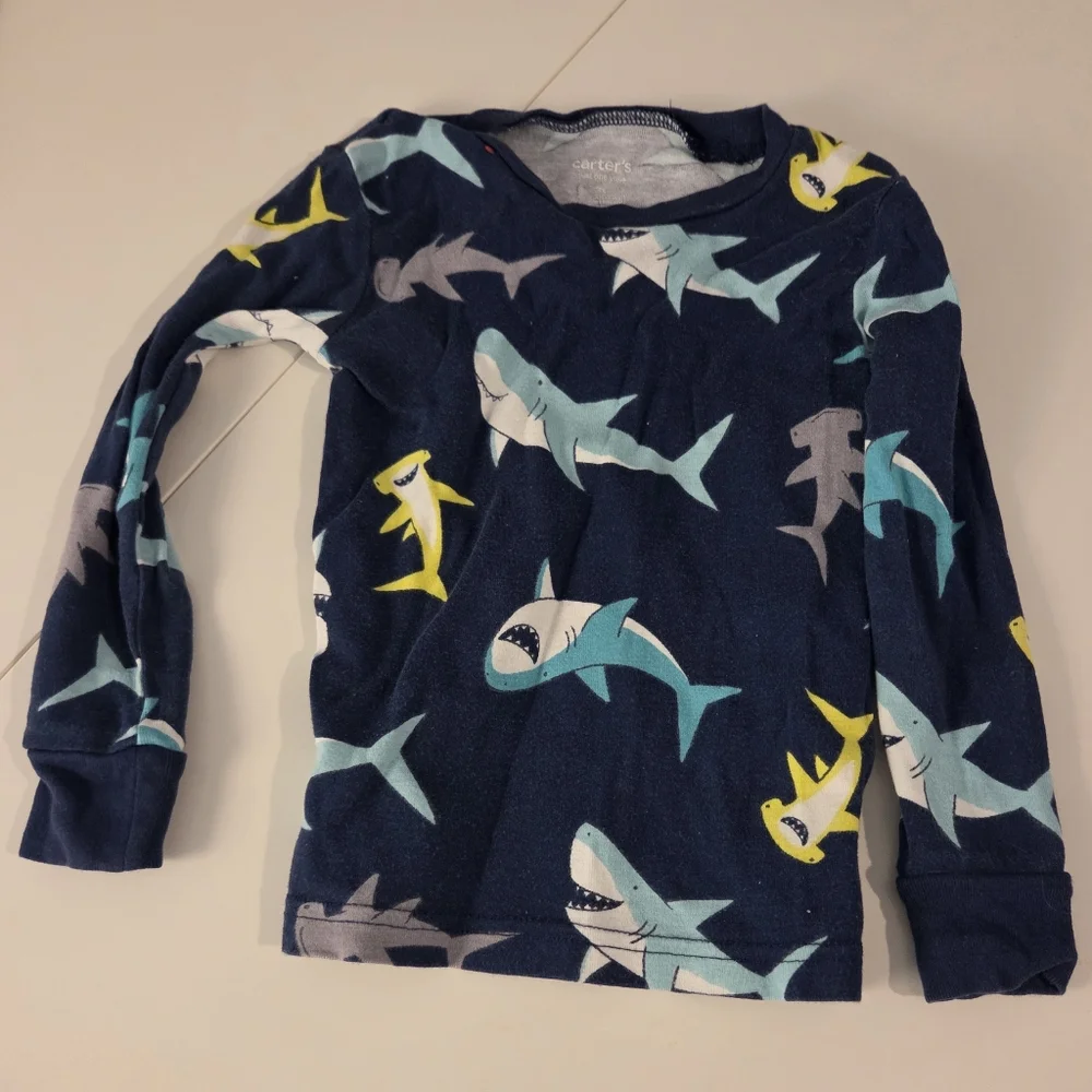 Carter's Navy and Aqua Shark Print Kids Sets - 3T - Picture 2 of 11